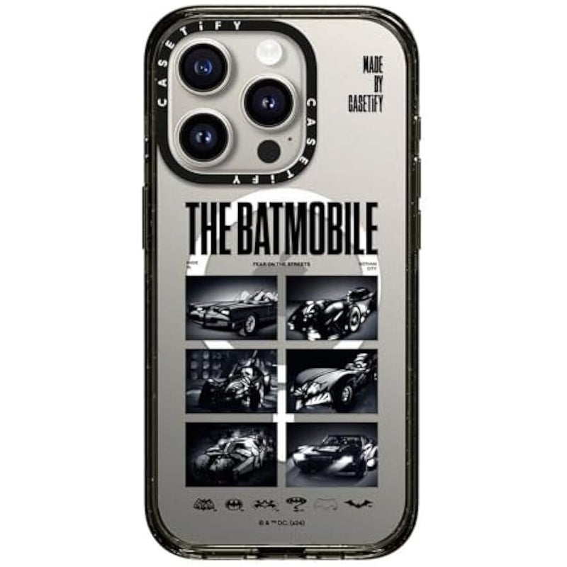 Casetify Impact iPhone 15 Pro Case 【Batman Co-Lab / 4X Military Grade Drop Tested / 8.2ft Drop Protection/Compatible with Magsafe】 - The Batmobile - Clear Black - Image 1