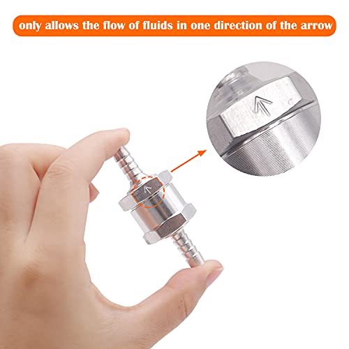 Tnuocke 3PCS 1/4" 6mm Non-Return One Way Check Valve,Aluminium Alloy Fuel Hose Check Valve Control Accessories for Petrol Diesel Fuel Oil Water H-032-6mm - Image 2
