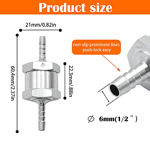 Tnuocke 3PCS 1/4" 6mm Non-Return One Way Check Valve,Aluminium Alloy Fuel Hose Check Valve Control Accessories for Petrol Diesel Fuel Oil Water H-032-6mm - Image 3
