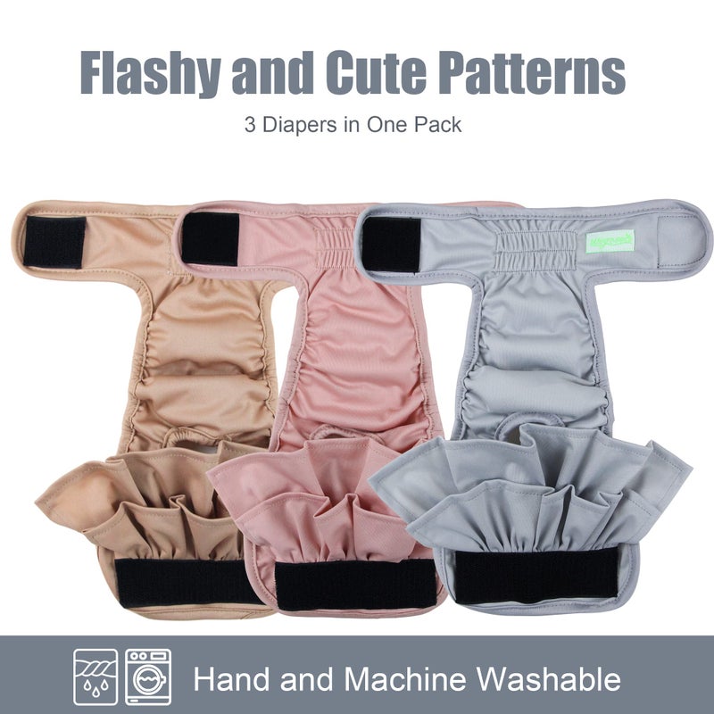 wegreeco Dog Diapers Female (3 Pack), Highly Absorbent Puppy Doggie Dog Diapers for Female Dogs Period, Washable Doggy in Heat, Small Medium Large Size (Small) - Image 2