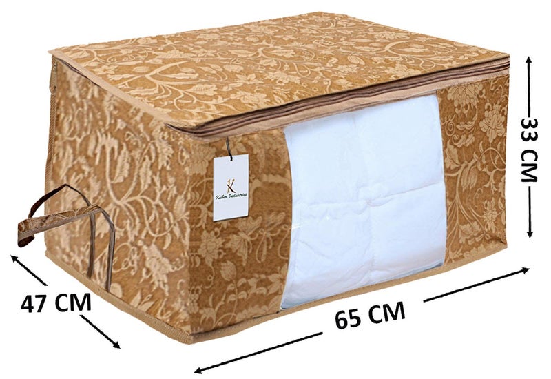 Kuber Industries Underbed Storage Bag Storage Organiser Blanket Cover Set of 2 Beige Extra Large Size CTKUBM02 - Image 4