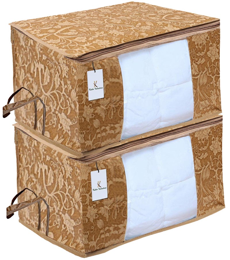 Kuber Industries Underbed Storage Bag Storage Organiser Blanket Cover Set of 2 Beige Extra Large Size CTKUBM02 - Image 1