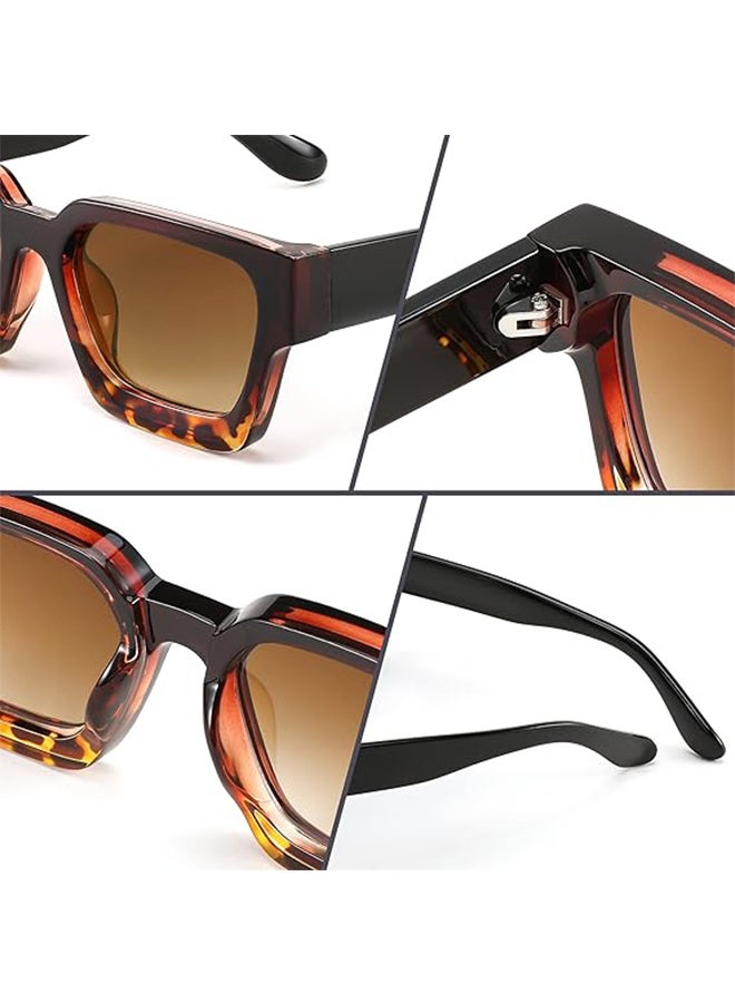 Retro Square Sunglasses for Men Women Trendy Thick Rectangle Chunky Frame Black Shades Fashion 90s Glasses, UV400 Protection Glasse - Image 3