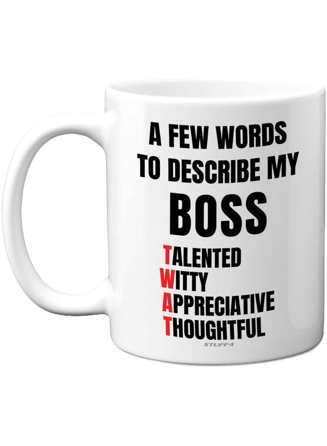 Spoil Your Wall Funny Novelty Gifts For Your Boss - A Few Words To Describe My Boss Mug - Funny Mugs For Men, Rude Gifts For Women, Secret Santa Mug For Work Colleagues - Image 1
