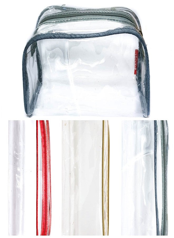 iShine Multipurpose Travel Morning Zipper Pouch for Men and Women(Transparent, Clear) - Medium (Pack of 4, Assorted) - Image 1