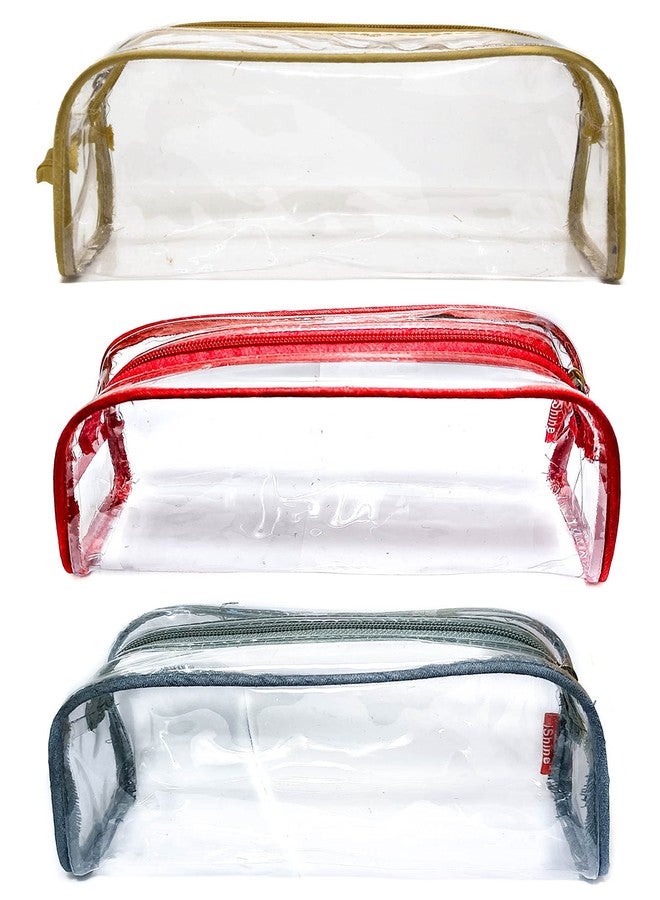 iShine Multipurpose Travel Morning Zipper Pouch for Men and Women(Transparent, Clear) - Medium (Pack of 4, Assorted) - Image 2