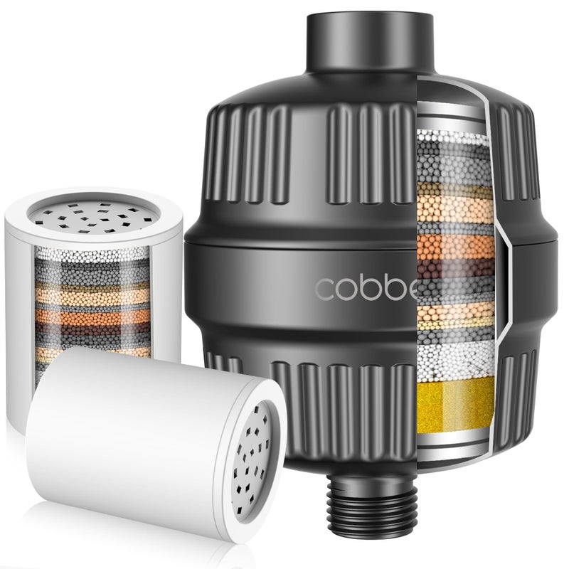 Cobbe 20 Stage Shower Head Filter with KDF-55 for Hard Water, High Output Water Filter with 2 Replaceable Cartridges - Removing Chlorine and Harmful Substance, Matte Black - Image 1