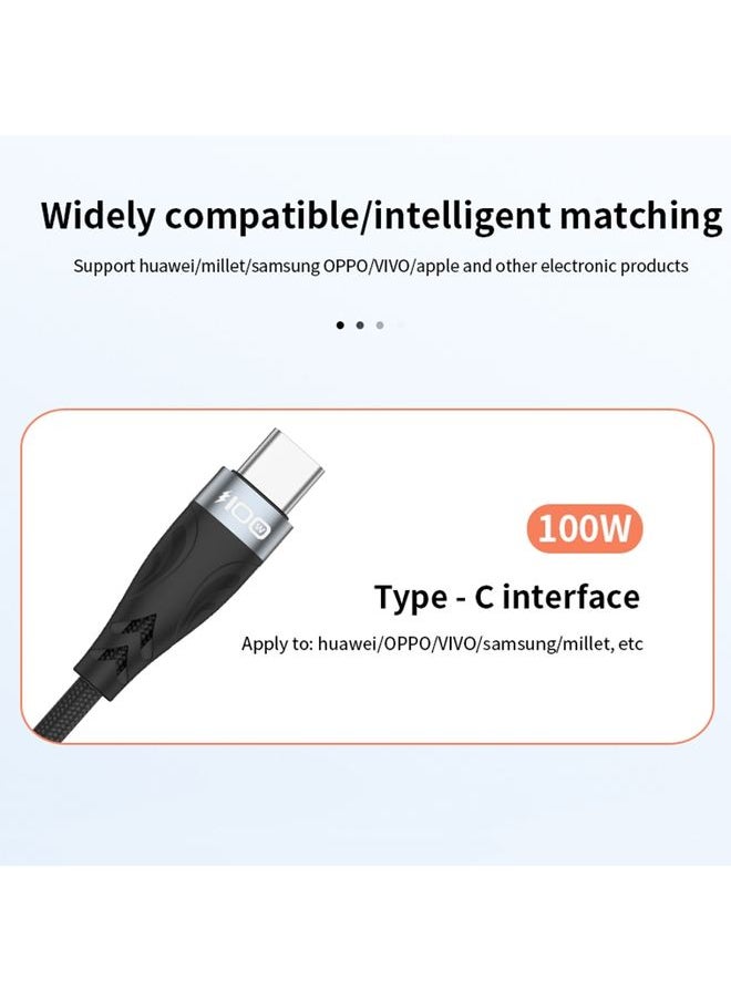 ADC - ADC-008 2 in 1 100W USB + USB-C / Type-C to USB-C / Type-C Flash Charge Data Cable, Cable Length:1m(Black Grey) - Image 1