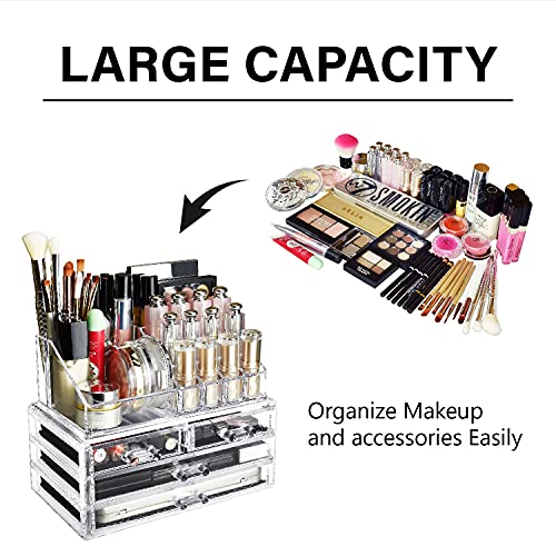 Ikee Design Acrylic Makeup Organizer with 4 Drawers and Removable Top Lipstick Holders, Ideal for Make-up or Accessories,Enhance Your Vanity or Bathroom with Clear Design for Quick Visibility - Image 4