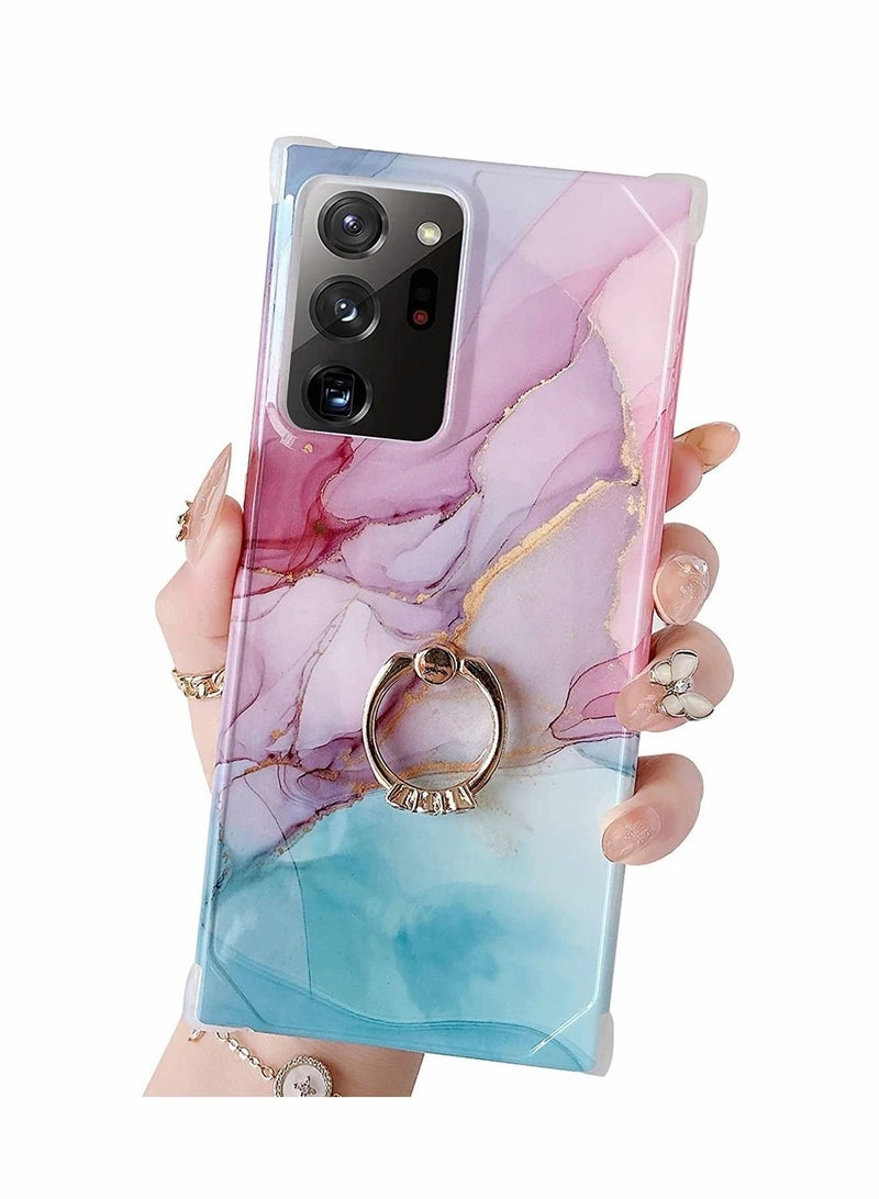 كابتن تيك For Samsung Galaxy Note 20 Ultra Case, with Ring Holder Diamond Rhinestone, Marble Cute Luxury, Scratch Resistant, Full Coverage, Delicate Touch Feeling, Ultra-thin Case (Pink) - Image 1