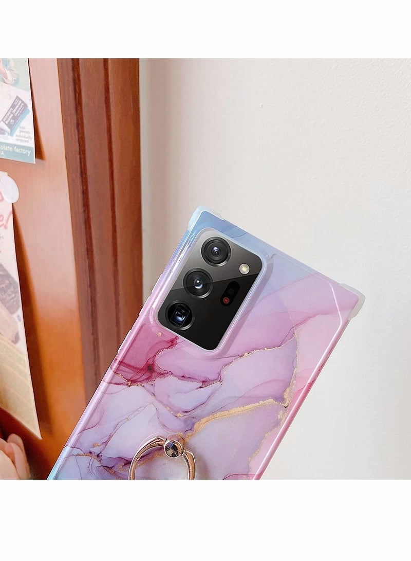 كابتن تيك For Samsung Galaxy Note 20 Ultra Case, with Ring Holder Diamond Rhinestone, Marble Cute Luxury, Scratch Resistant, Full Coverage, Delicate Touch Feeling, Ultra-thin Case (Pink) - Image 4