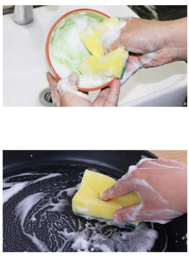 إسفنجة غسالة الأطباق، إسفنجة سليولوزية متينة لتنظيف المطبخ، قوة تنظيف وفرك فائقة، مناسبة لغسل الأطباق وتنظيف المطبخ، رغوة غنية وماصة | عبوة اقتصادية من 10 قطع - Image 2