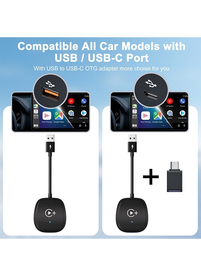Carplay Auto Wireless Adapter Supports Netflix, YouTube, and Tiktok Stream Media Play, for OEM Wired CarPlay to Wireless Dongle, Fits for Cars from 2016 & iOS 10+ Phone