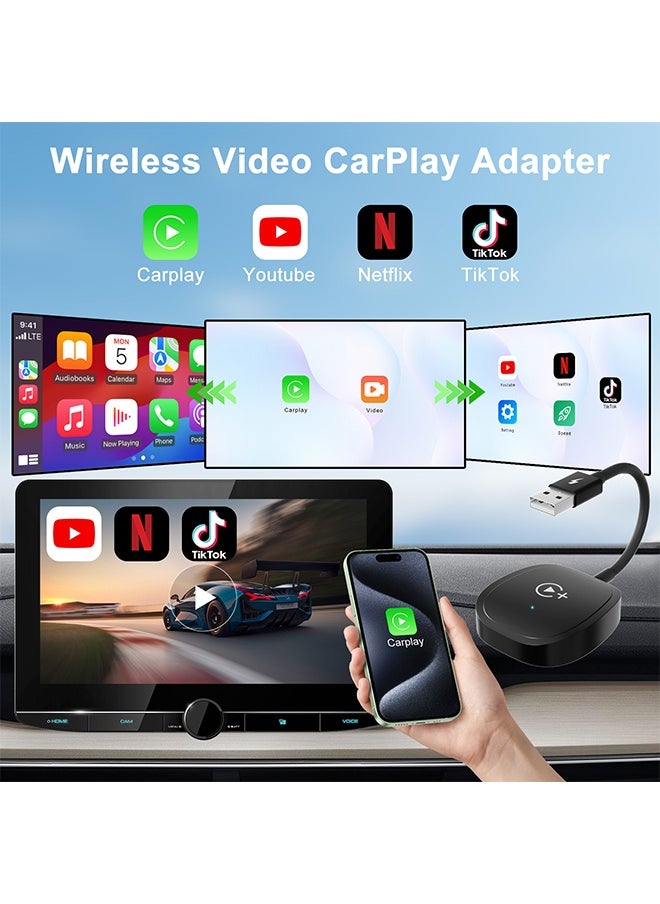 Digisand Carplay Auto Wireless Adapter Supports Netflix, YouTube, and Tiktok Stream Media Play, for OEM Wired CarPlay to Wireless Dongle, Fits for Cars from 2016 & iOS 10+ Phone  - Image 2