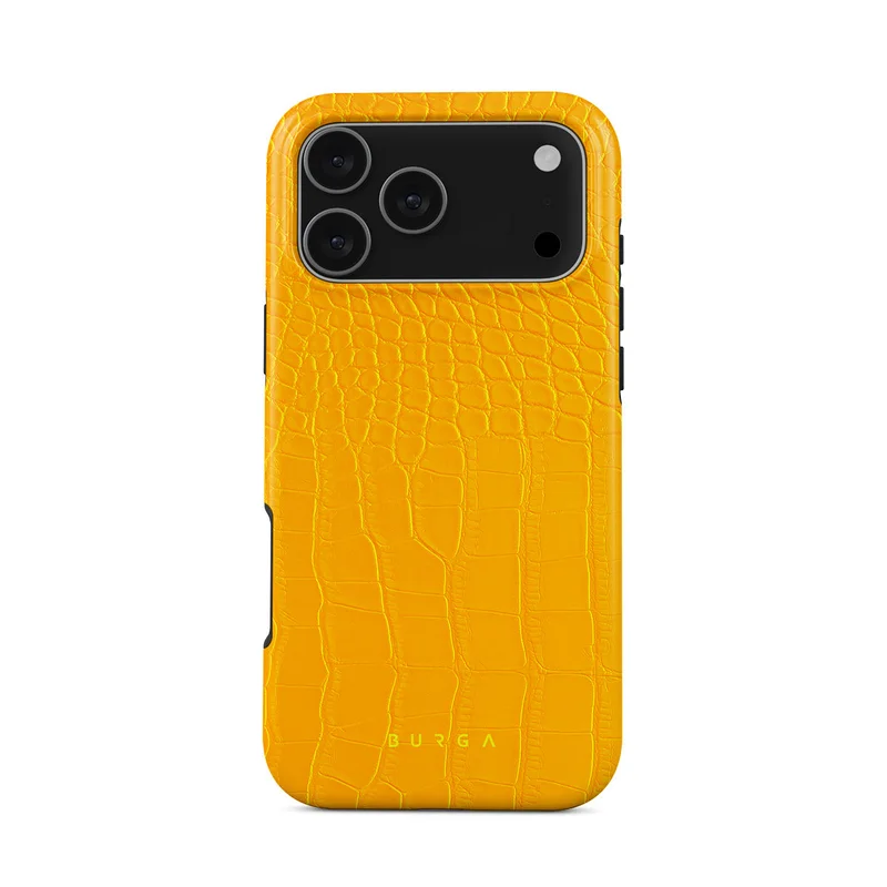 بورجا جراب فاخر لهاتف iPhone 17 Pro Max بلون أصفر كناري متوافق مع هيكل صلب مزدوج الطبقات هجين + حماية من السيليكون - غطاء محمول مقاوم للخدش والصدمات