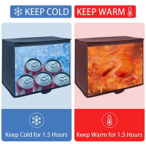 CIVJET Insulated Reusable Grocery Bags, 16W x 13H x 9D, X-Large Tote Bag for Shopping/Travel, Doordash Food Cooler/Hot Delivery Bag, Black, 2-Pack - Image 3