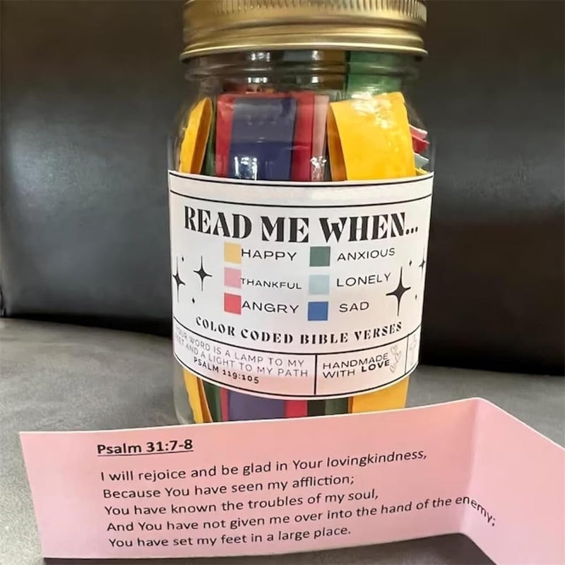 klarako Bible Verses Jar for Emotions and Feelings, Bible Verses in a Jar, Prayer Request Cards, Bible Verse Prayer Cards, Church Gift, Scripture Cards with Bible Verses Jar, Christian Bible Gifts - Image 4