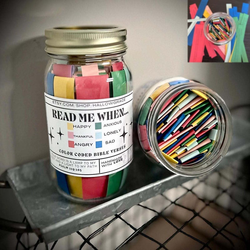 klarako Bible Verses Jar for Emotions and Feelings, Bible Verses in a Jar, Prayer Request Cards, Bible Verse Prayer Cards, Church Gift, Scripture Cards with Bible Verses Jar, Christian Bible Gifts - Image 1