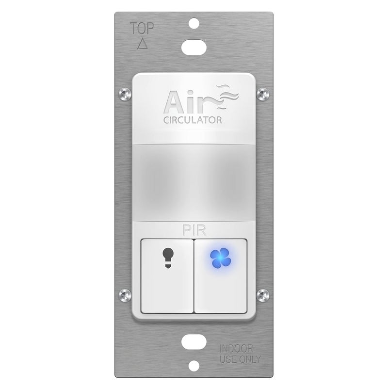 TOPGREENER Dual Load Air Circulator Switch, Infrared PIR Motion Sensor Timer for Bathroom Exhaust Fan & Light Combo, Neutral Wire Required Auto Hourly Fresh Air Switch, TDTOS5-W, White - Image 1