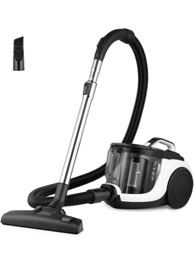 EUREKA مكنسة كهربائية 1800 واط 23 كيلو باسكال بتقنية الإعصار سعة 2.2 لتر بدون كيس مع فلتر قابل للغسل لشعر الحيوانات الأليفة، السجاد، البلاط - ميني أبولو - أبيض - Image 1