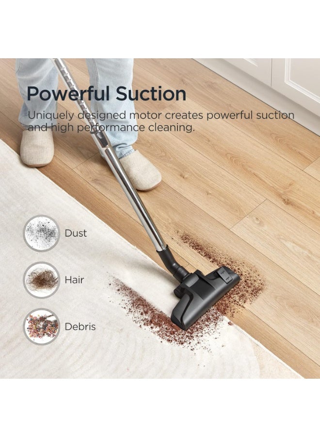 EUREKA مكنسة كهربائية 1800 واط 23 كيلو باسكال بتقنية الإعصار سعة 2.2 لتر بدون كيس مع فلتر قابل للغسل لشعر الحيوانات الأليفة، السجاد، البلاط - ميني أبولو - أبيض - Image 3