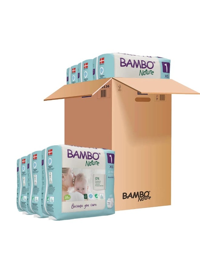 Bambo Nature Premium Baby Tape Diapers for New Born Baby XS Size (2–4 Kgs) – Super Absorbent, Breathable, Extra Soft, Dermatologically Tested, Hypoallergenic Nappies with Wetness Indicator, 132 Count - Image 1