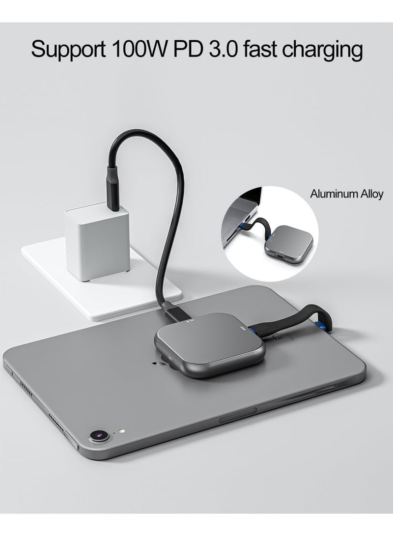 SYOSI Magnetic NVMe Enclosure, M.2 2230 SSD Case with USB C 3.2 Gen2 10Gbps Adapter, Supports MagSafe and 100W PD Fast Charging, Compatible with iPhone 15 16 Pro Max Android MacBook Grey Square - Image 4