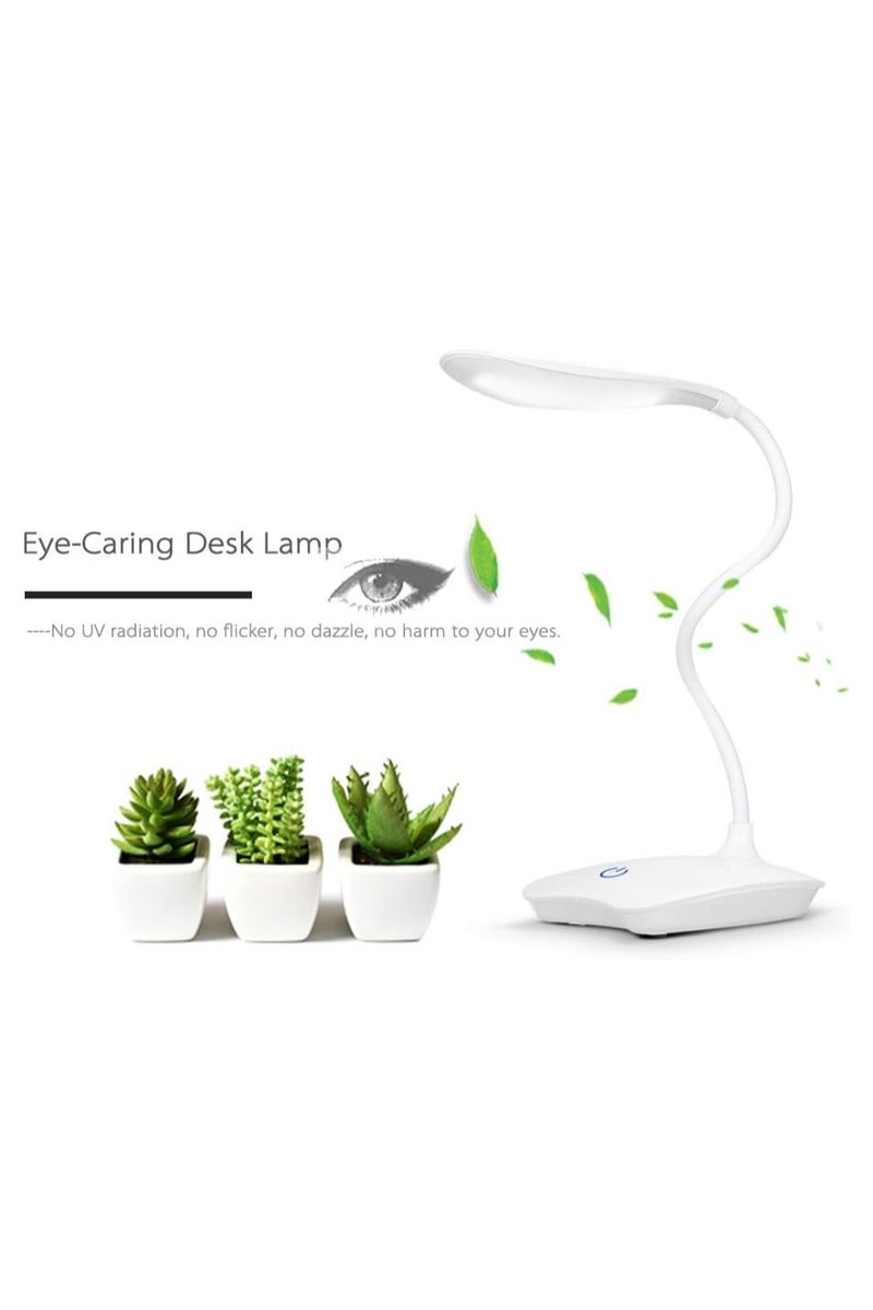 بريمو بلس مصباح طاولة LED مع منفذ USB و3 درجات سطوع قابلة للتعتيم وتحكم باللمس خفيف الوزن وقابل لاعادة الشحن للعناية بالعين مع راس قابل للدوران 360 درجة وخرطوم مرن - Image 5