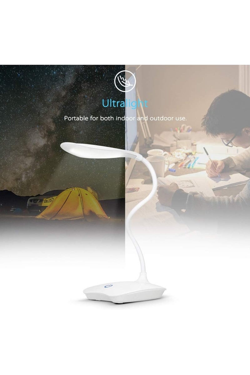 بريمو بلس مصباح طاولة LED مع منفذ USB و3 درجات سطوع قابلة للتعتيم وتحكم باللمس خفيف الوزن وقابل لاعادة الشحن للعناية بالعين مع راس قابل للدوران 360 درجة وخرطوم مرن - Image 4