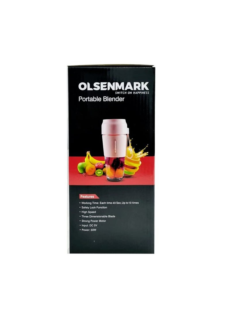 300ML Portable Mini Juicer for Smoothies & Shakes, Bottle Fruit Mixer Machine with Safety Lock Olsenmark 60W Rechargeable Blender Omsb2439