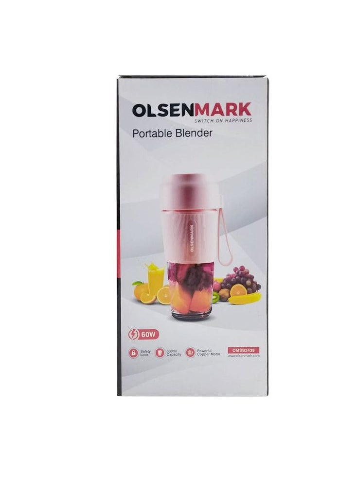 300ML Portable Mini Juicer for Smoothies & Shakes, Bottle Fruit Mixer Machine with Safety Lock Olsenmark 60W Rechargeable Blender Omsb2439