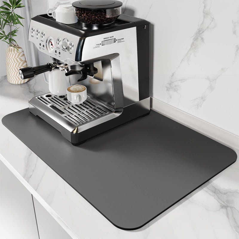 DK177 Coffee Mat Dish Drying Mat for Kitchen Counter Hide Stain Absorbent with Waterproof Rubber Backing Fit Kitchen Dish Rack Bar Accessories 24 x 16