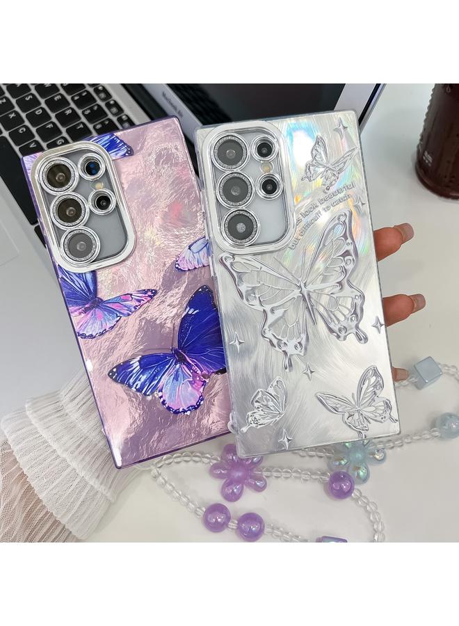 erorex Case For Samsung Galaxy A16 5G Plating Texture Butterfly Wristband TPU Phone Case with Glitter Lens Film - Image 3