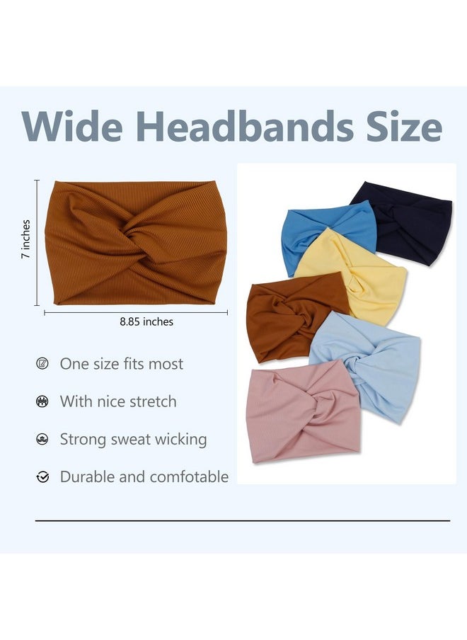 AKTVSHOW 7'' Wide Headbands For Women Womens Fashion Turban Headband Thick Fabric Soft Hairband Elastic Twisted Head Scarves Thread Ribbed Knotted Hair Accessories  - Image 2