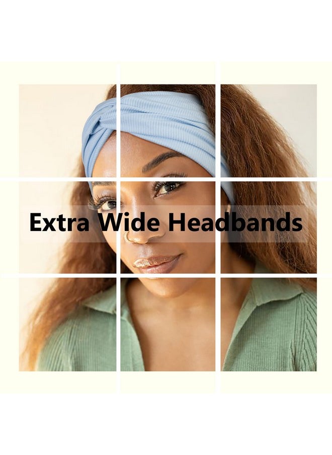 AKTVSHOW 7'' Wide Headbands For Women Womens Fashion Turban Headband Thick Fabric Soft Hairband Elastic Twisted Head Scarves Thread Ribbed Knotted Hair Accessories  - Image 4