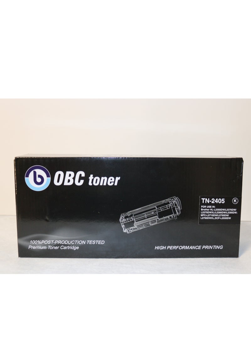 OBC Compatible Black Laser Toner Cartridge Replacement for BROTHER TN-2405; Prints up to 3000 pages in high-definition print quality - Image 1