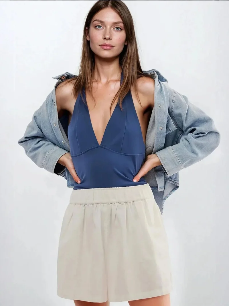 HICCUP Fitted V-Neck Knitted Top