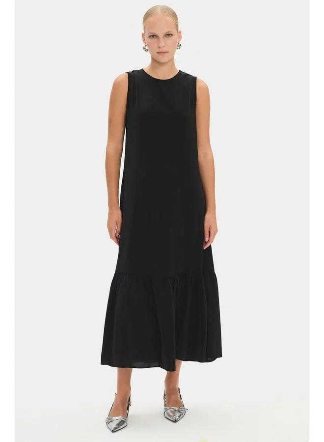 JUNE June Women Flounce Skirt Floral Detailed Abaya Black