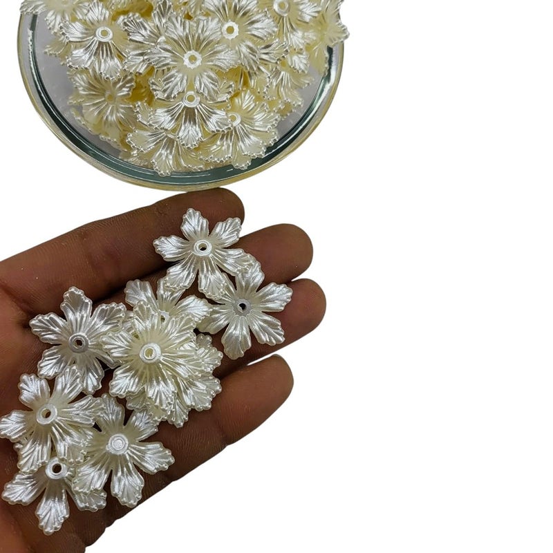 SHARUM CRAFTS Elegant Floral Design for Jewelry Making Crafting Kurties Gowns Suits Party Wears Dresses 50 Pc Six Leaves Flower Bead - Image 3