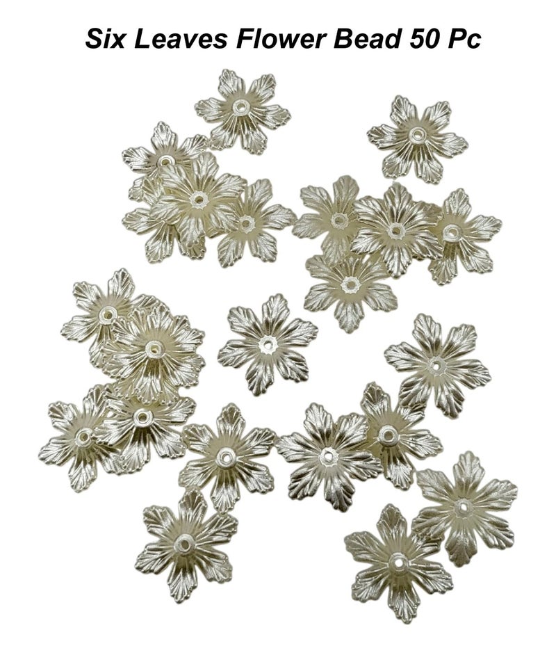 SHARUM CRAFTS Elegant Floral Design for Jewelry Making Crafting Kurties Gowns Suits Party Wears Dresses 50 Pc Six Leaves Flower Bead - Image 4