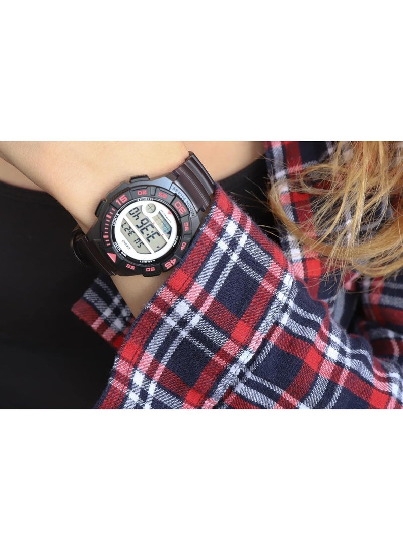 كاسيو Youth Digital Women’s Watch LWS-1100H-8ADF, 40.6 mm Grey Dial & Resin Band, 100M WR - Image 4