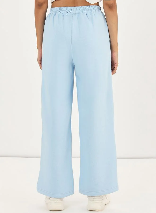 Femmella Light Blue Straight Fit Fleece Trackpants