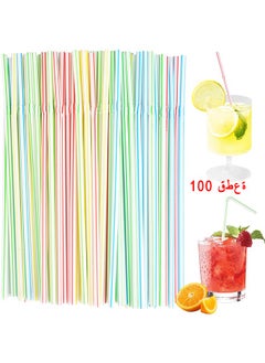 100 Packs Multicolor Disposable Plastic Straws, Flexible Disposable Bendy Straws 210 x 5 MM Plastic Bendy Straws, Multi-Color Drinking Straws For Party/Daily Use