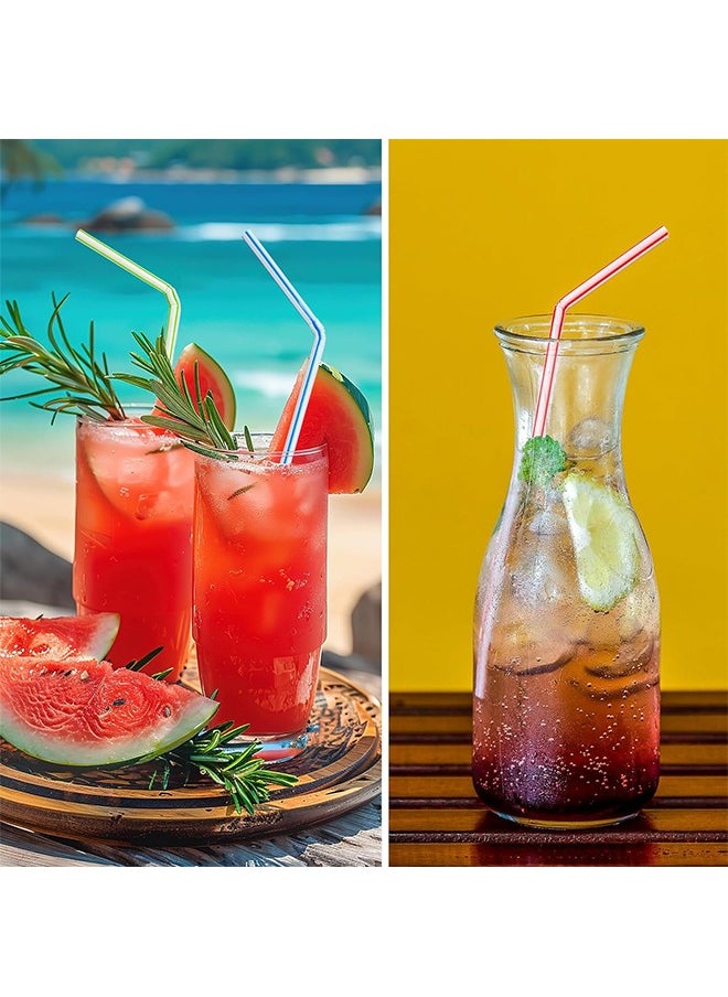 HS - 100 Packs Multicolor Disposable Plastic Straws, Flexible Disposable Bendy Straws 210 x 5 MM Plastic Bendy Straws, Multi-Color Drinking Straws For Party/Daily Use - Image 1