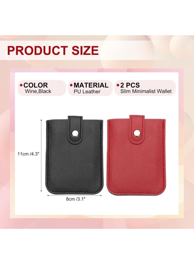 "5 PCS Pull-Out Leather Credit Card Holder for Women, Snap Closure Slim Thin Pocket Wallet Pouch, Stackable Credit Card Organizer for Travel Men Gift (5 Colors) " - Image 2
