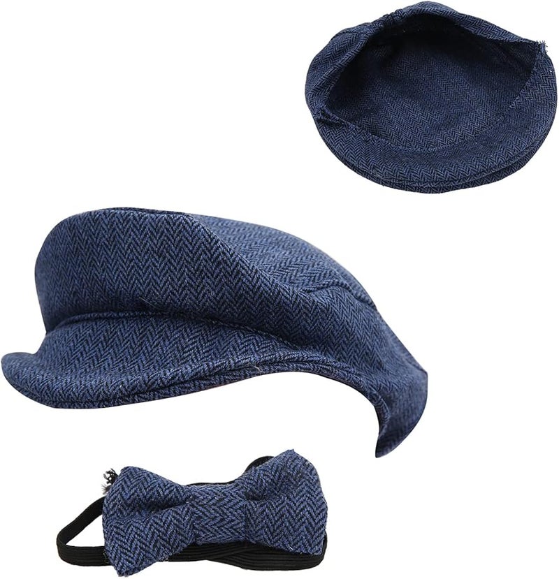 Dark Blue Gentleman Cap And Bow Tie Set For Baby Newborn Photography Props - Image 3