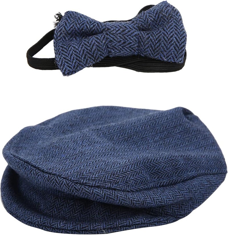 Dark Blue Gentleman Cap And Bow Tie Set For Baby Newborn Photography Props - Image 2