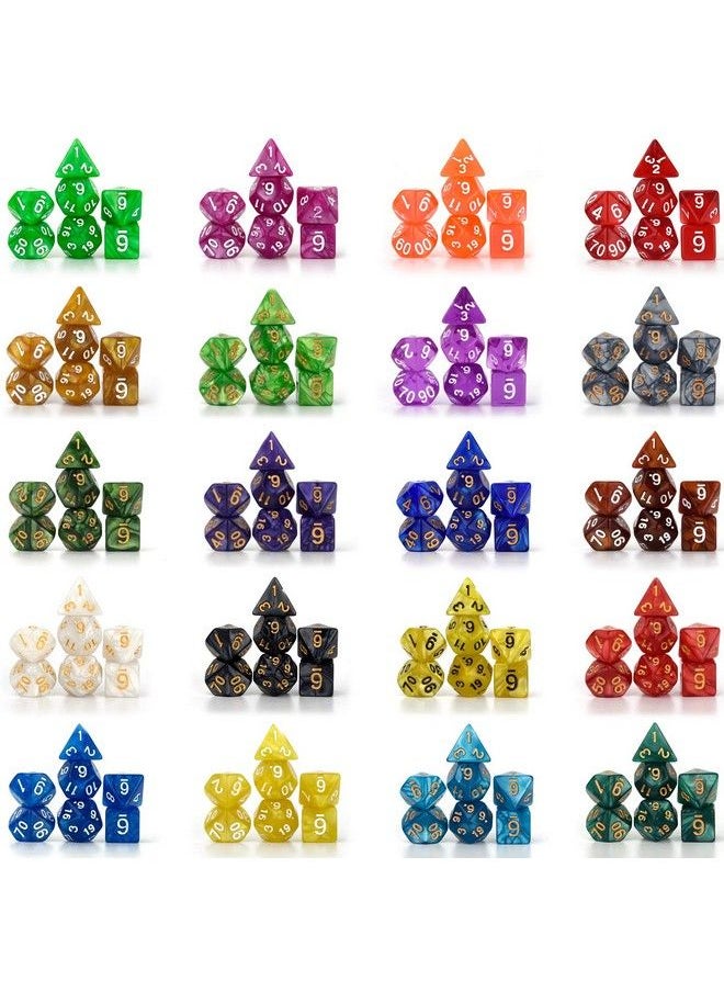Dnd Doublecolors Polyhedron Dice Set For Dungeons And Dragons D&D Rpg Mtg Table Games D4 D6 D8 D10 D% D12 D20 25 Colors Dice With 1 Large Flannel Bag 25 X 7 (175 Pieces)