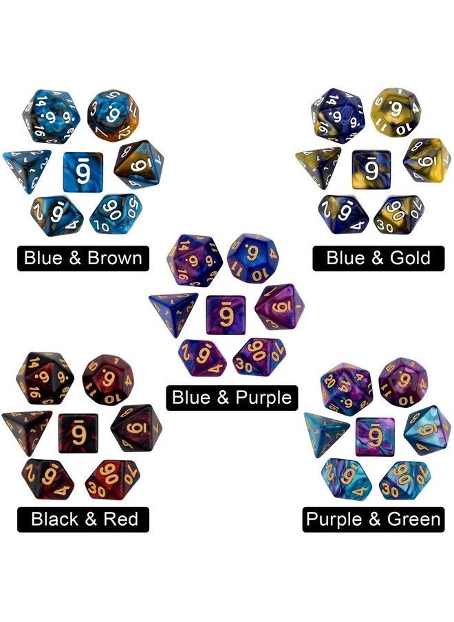 Dnd Doublecolors Polyhedron Dice Set For Dungeons And Dragons D&D Rpg Mtg Table Games D4 D6 D8 D10 D% D12 D20 25 Colors Dice With 1 Large Flannel Bag 25 X 7 (175 Pieces)