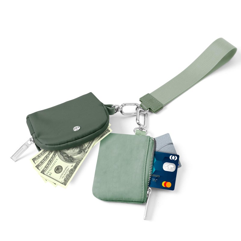 MEXS Keychain Wallet Mini Zip Around Wristlet Wallets for Women Detachable Dual Pouch Wristlet Portable Coin Purse Small Wallets - Image 4